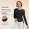 Women's Quick-Dry Mesh Yoga T-Shirt - Breathable, Loose-Fit, Long Sleeve, Drawstring Activewear