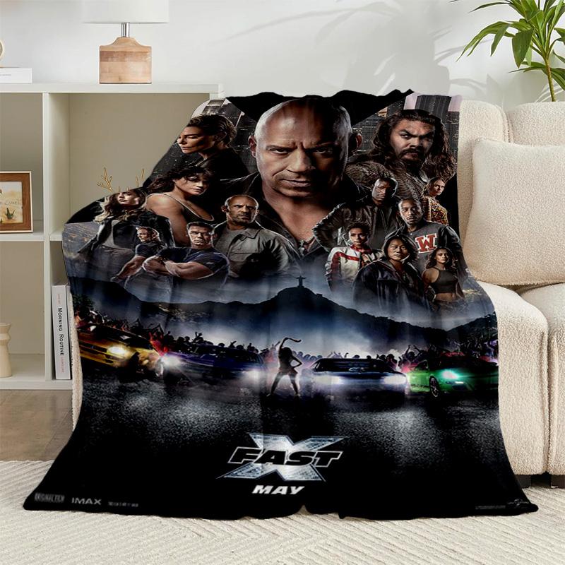 1PC Fast And car Family Flannel Blanket Gift, Suitable for Both Men And Women, Soft Ideal for Beds And Sofa, Birthday Or Christmas Gift