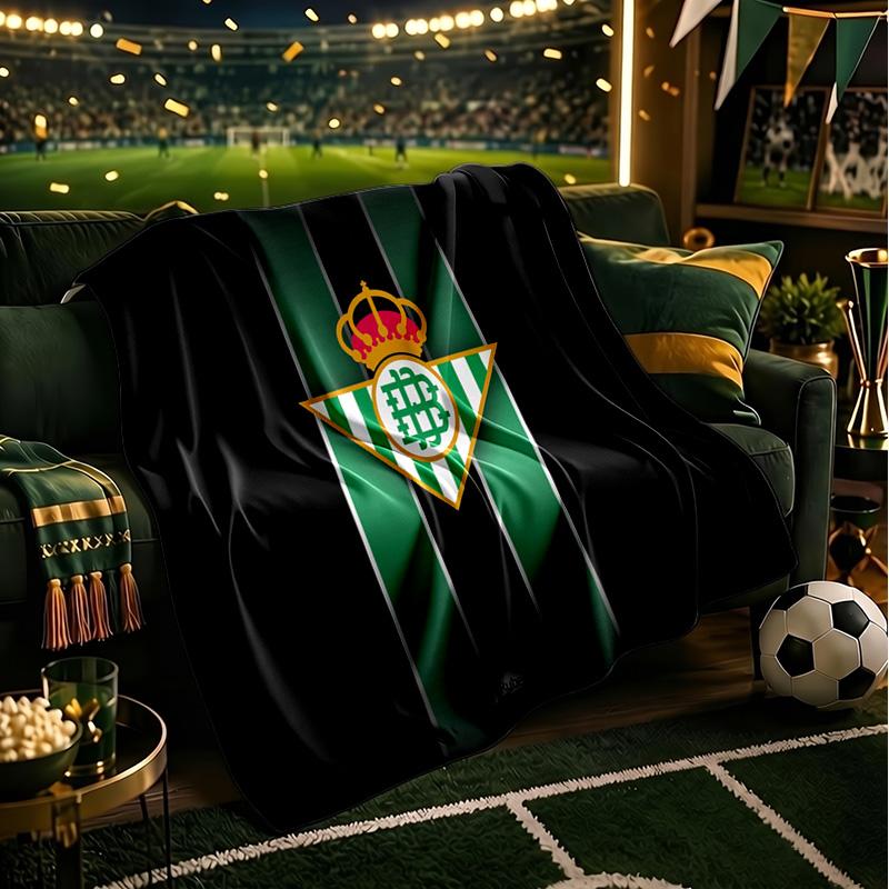 Real Betis Crest Artwork Throws Blanket Flannel Blankets Plush for Couch Bed Gifts for Men Women Travel picnic blanket Christmas fan gifts
