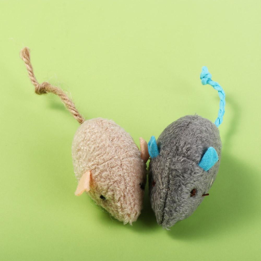 Funny 2pcs Interactive Plush for Kitten Simulated Mouse Fake Mice Catnip Toy Cats Training Toy