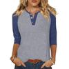 Women's T Shirt Print Button 3/4 Sleeve Daily Weekend Fashion Basic V- Neck Regular Top