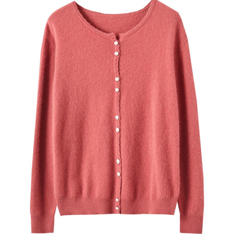 Demana Women's 100% Merino Wool Round Neck Cardigan