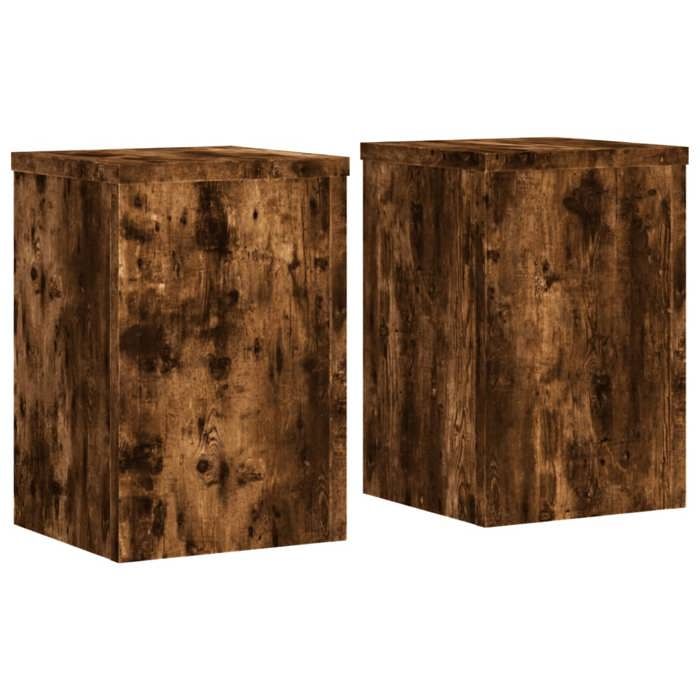 VidaXL Supports pour plantes 2 pcs chêne fumé bois d'ingénierie, support de fleurs, support de pot, support pour plantes 852901