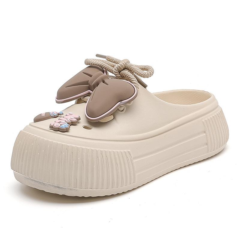 Merk sommer tråkker i dritt jente søte hullsko kvinner kan bruke supertykke kule tøfler om sommeren