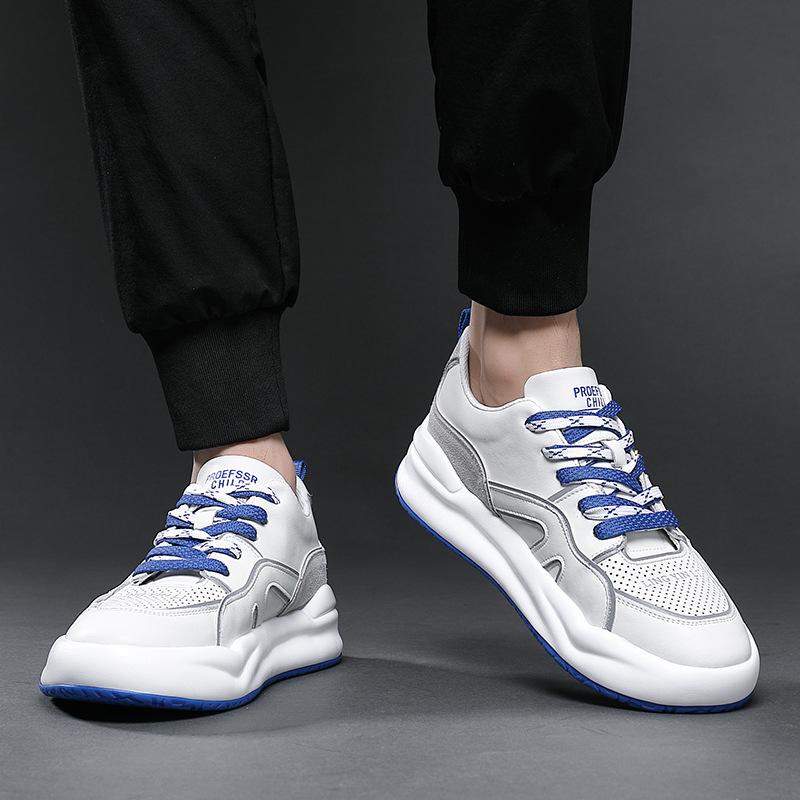 Cowhide dissolved platform shoes men's sports running shoes men's dad shoes casual board shoes live stream 2025