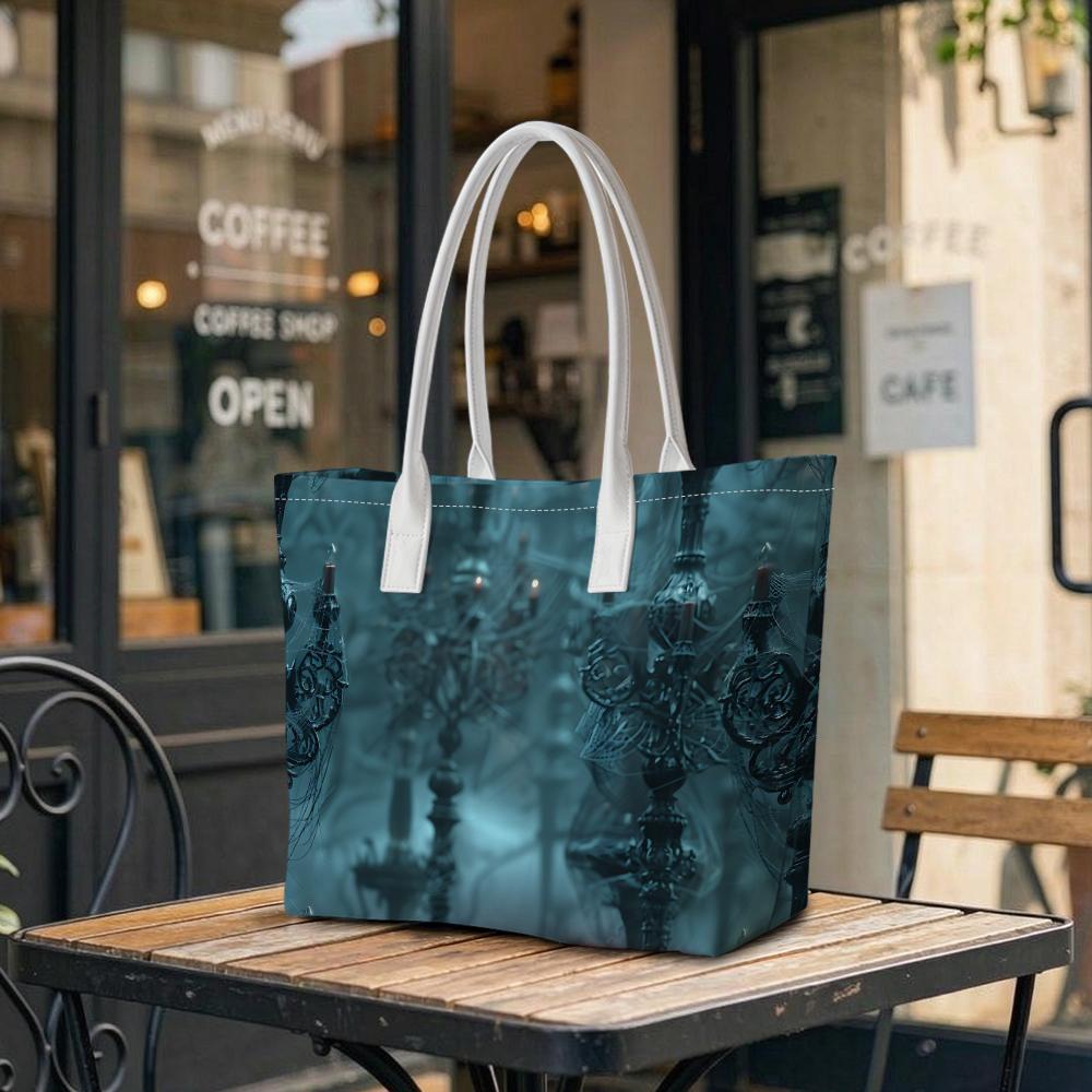 Gothic Candelabra Pattern Casual Daily Tote Bag Exquisite Stylish Lightweight Shoulder Bag For Shopping Outdoor 