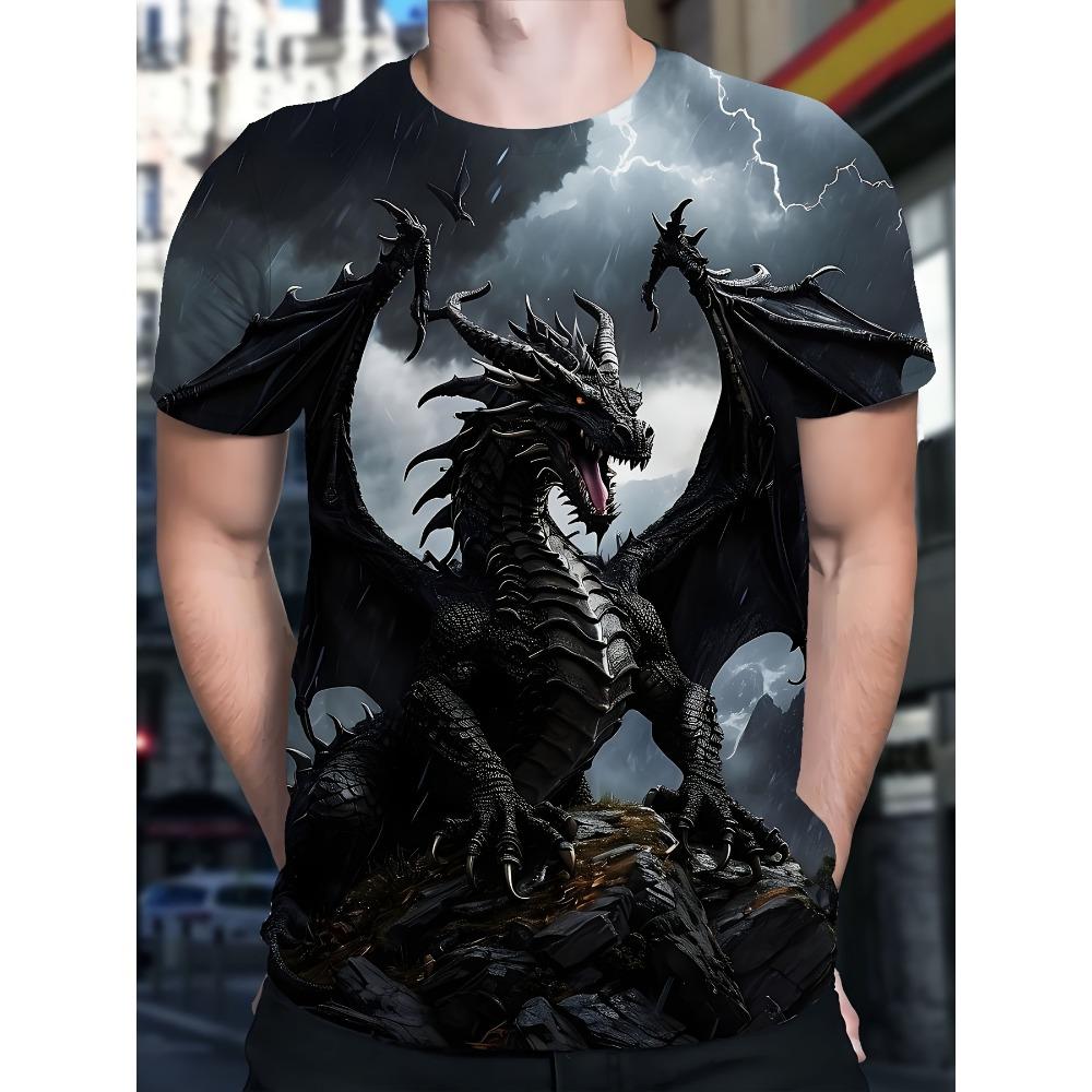 Sommer Herren 3D-Druck Rundhals T-Shirt Mode Vielseitig Atmungsaktiv Trend Lässig