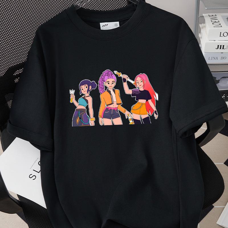 KPop Demon Hunters Huntrix Trykk Herre T-skjorte Sommer Bomull Kort Ermet T-skjorte for Dame O-hals Dame T-skjorte Streetwear Topper