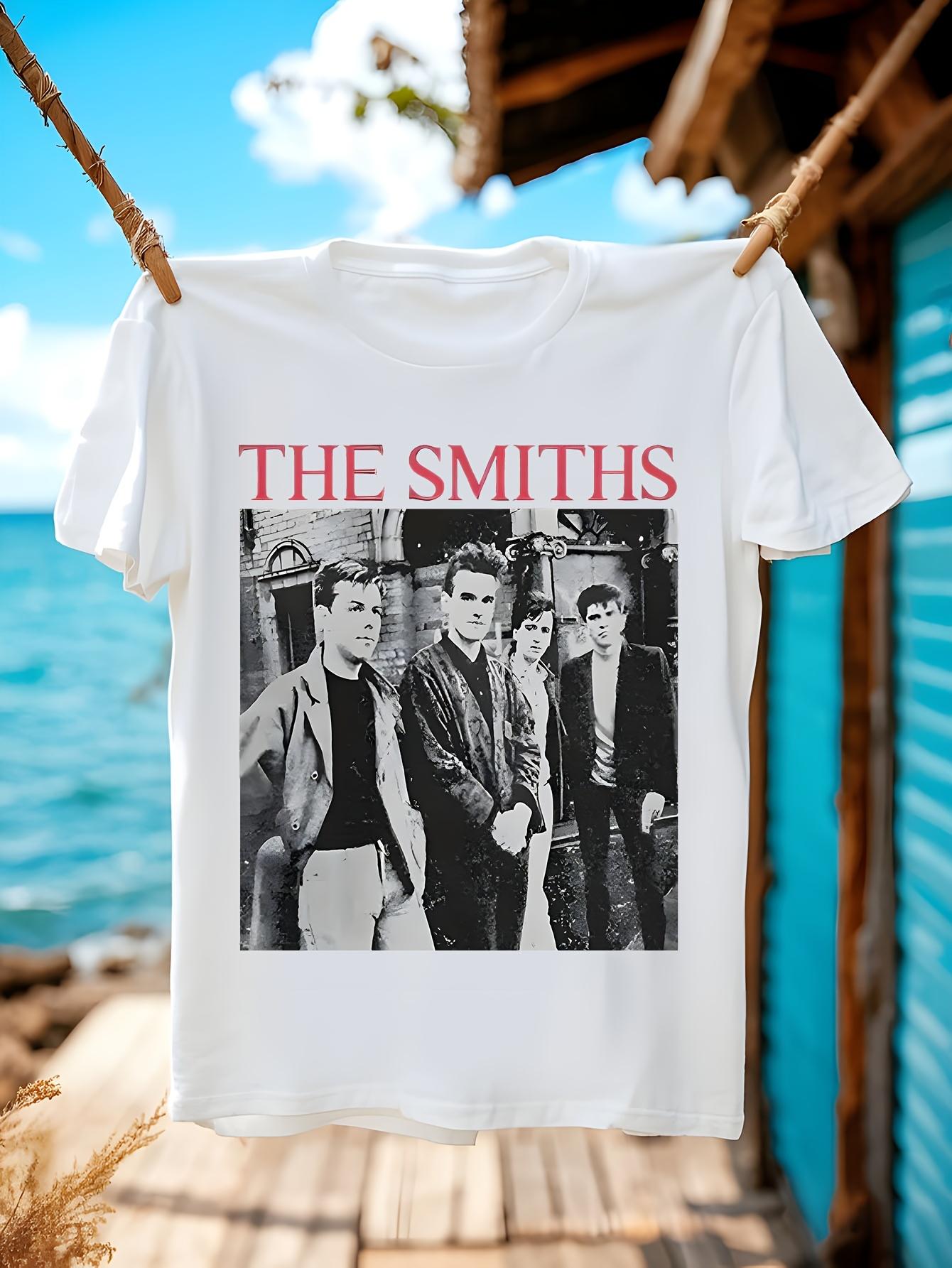 The Smiths Vintage Band Graphic Tee - White T-shirt with Morrissey Group Members L
