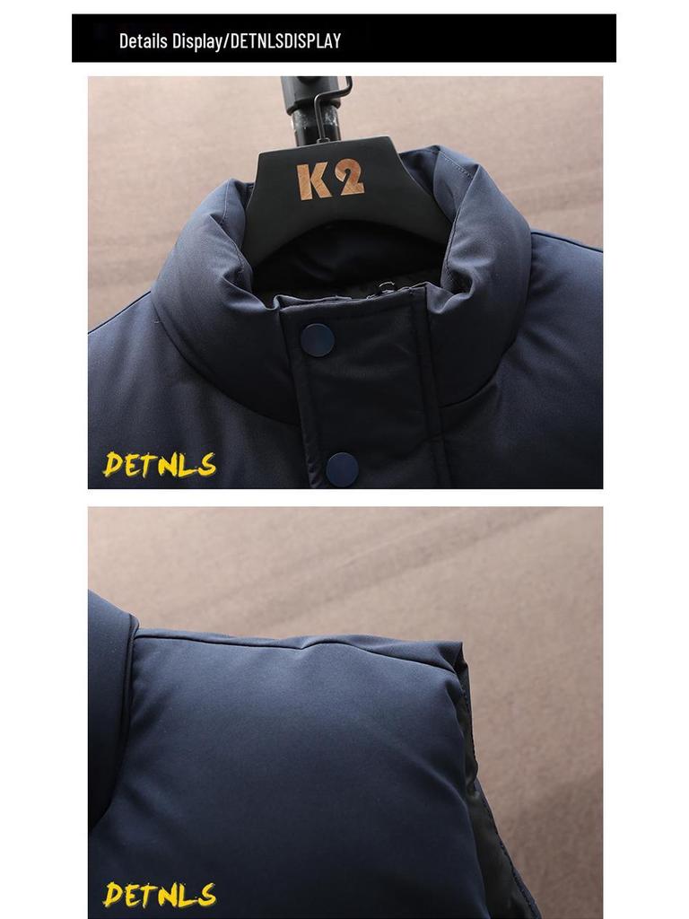 Men's Thickened Down Cotton Vest, Plus Size, Warm Gilet Jacket for Autumn/Winter 2025.