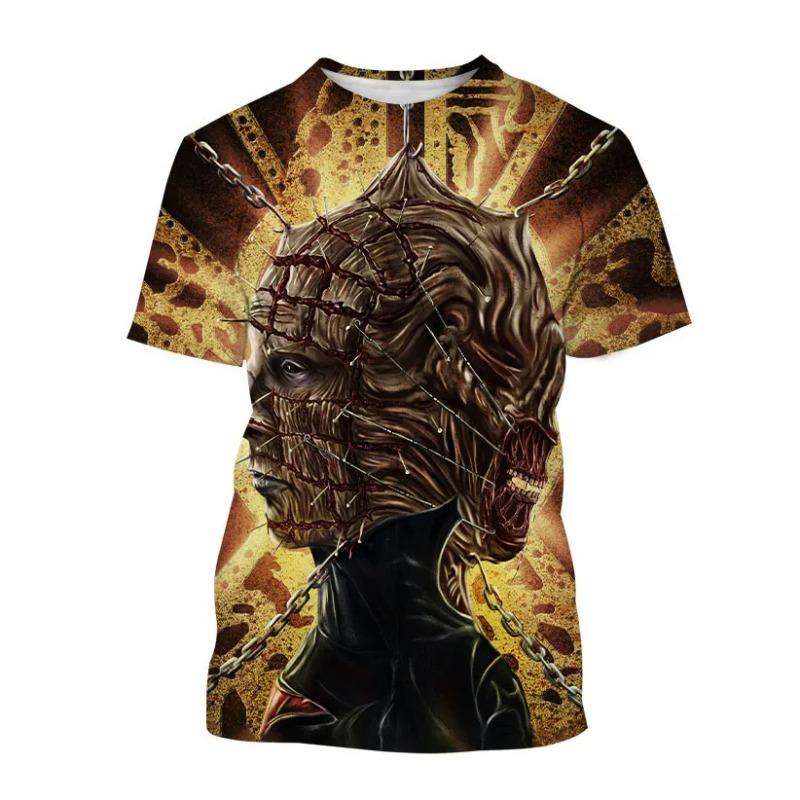 Hellraiser Horror Movie 3D Print T-Shirts Men Women Short Sleeve T Shirt Punk Street Style Harajuku Y2k Tops Tees Kids Clothing