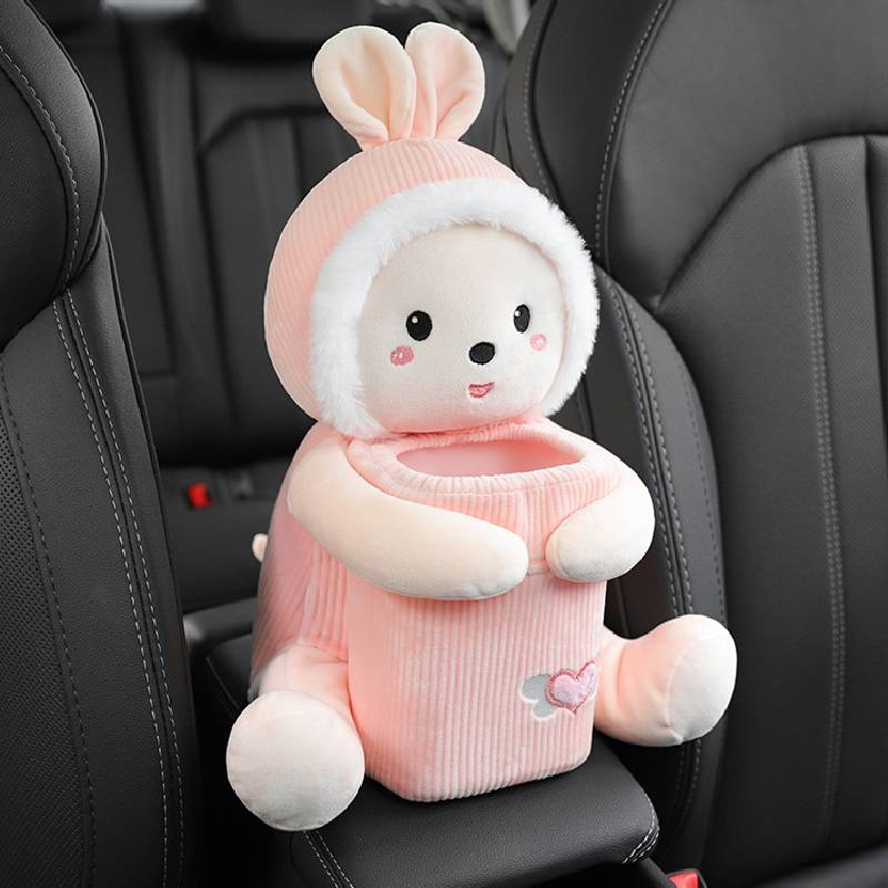 

1 In 2 Plush Tissue Box Trash Can For Car Doublelayer Liner Large Capacity StyleE