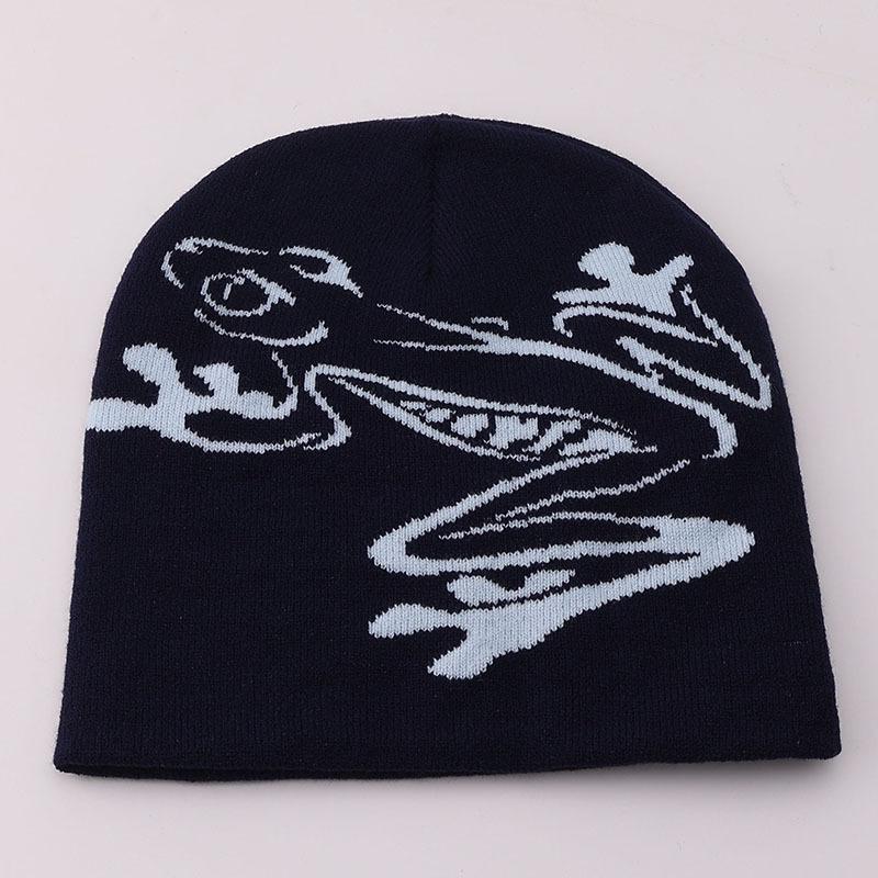 Knitted Hat Niche Design Frog Jacquard Cover Ear Protector Cold Hat Autumn and Winter Warm Hip Hop Wool Hat