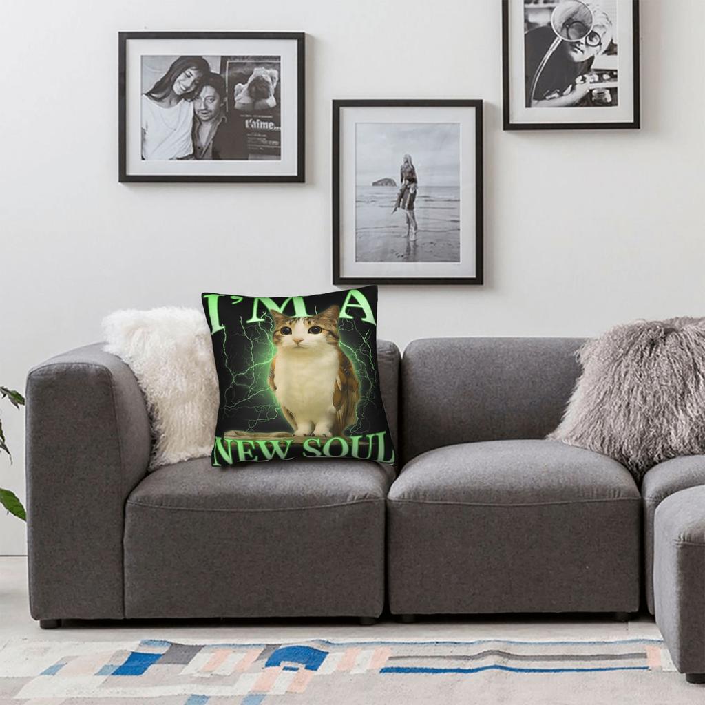 Cat Owl Funny Pillow Case Graphic Pillow Cover Retro Trendy Cushion Cover For Office Car Home Decor