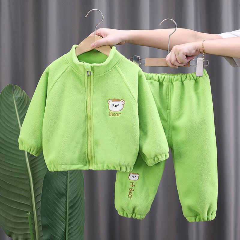 Children's Clothing Velvet Boys and Girls Suits, Small and Medium-sized Children's Autumn Clothes, Children's High-neck Sports Plus Velvet Suits