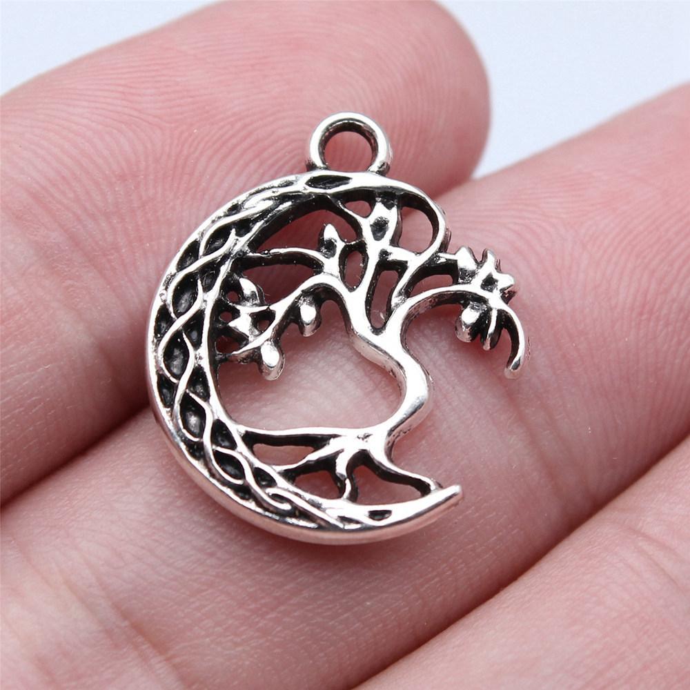 Charms Round Tree Of Life Pendants Vintage Jewelry Supplies QC109