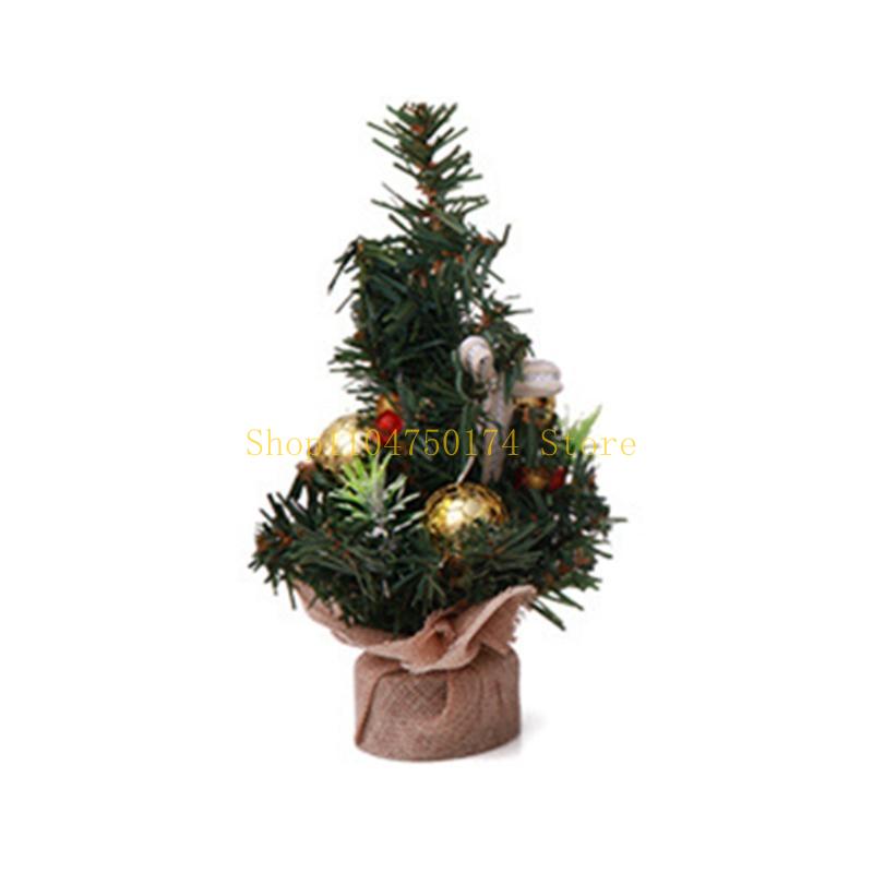 9'' Mini Christmas Tree with Flower Bells Ornaments Xmas Tree Desktop Decoration top sale