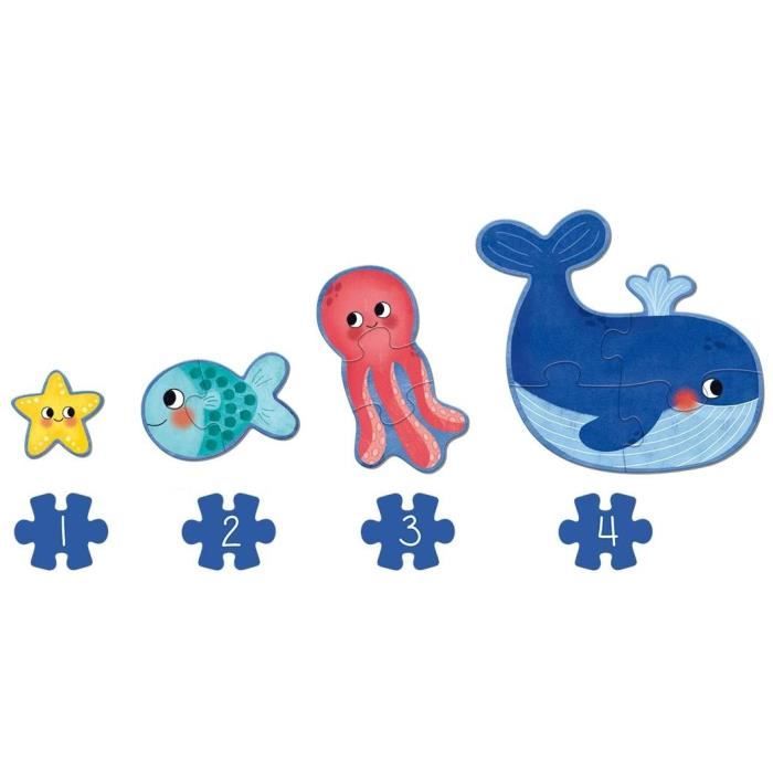 XXL Puzzle - Ocean - GOULA - 4 Pieces - 60 X 52 Cm - For Babies from 24 Months To 2 Years