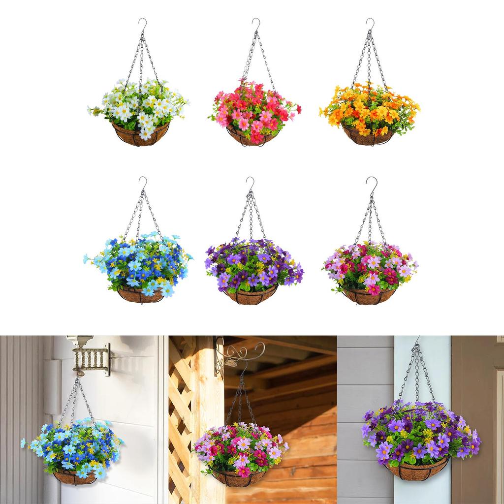Artificial Hanging Flowers In Basket Ornament Flower Centerpieces Hanging Plant Chain Flower Pot for Lawn Yard Garden Patio