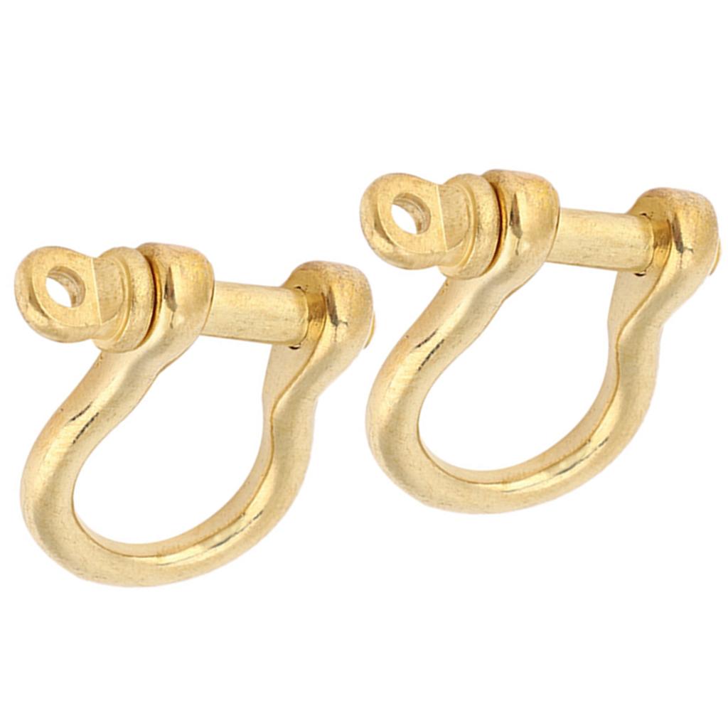 2 Set Anchor Shackle Pure Brass U Type Fob Key Ring Hook Golden Connection Buckle 10mm