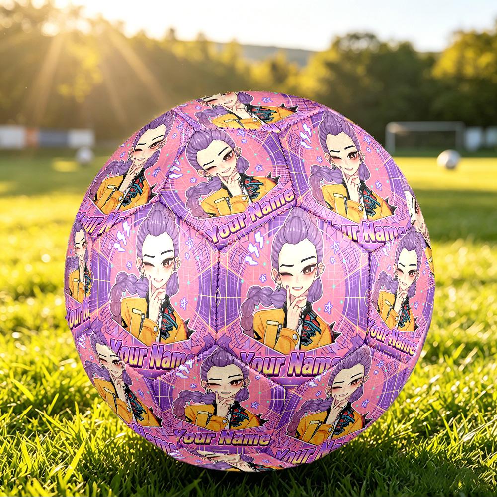 Personalized Size 5 Football Kpop Demon Hunters Pattern Outdoor Game Sports Ball Gift