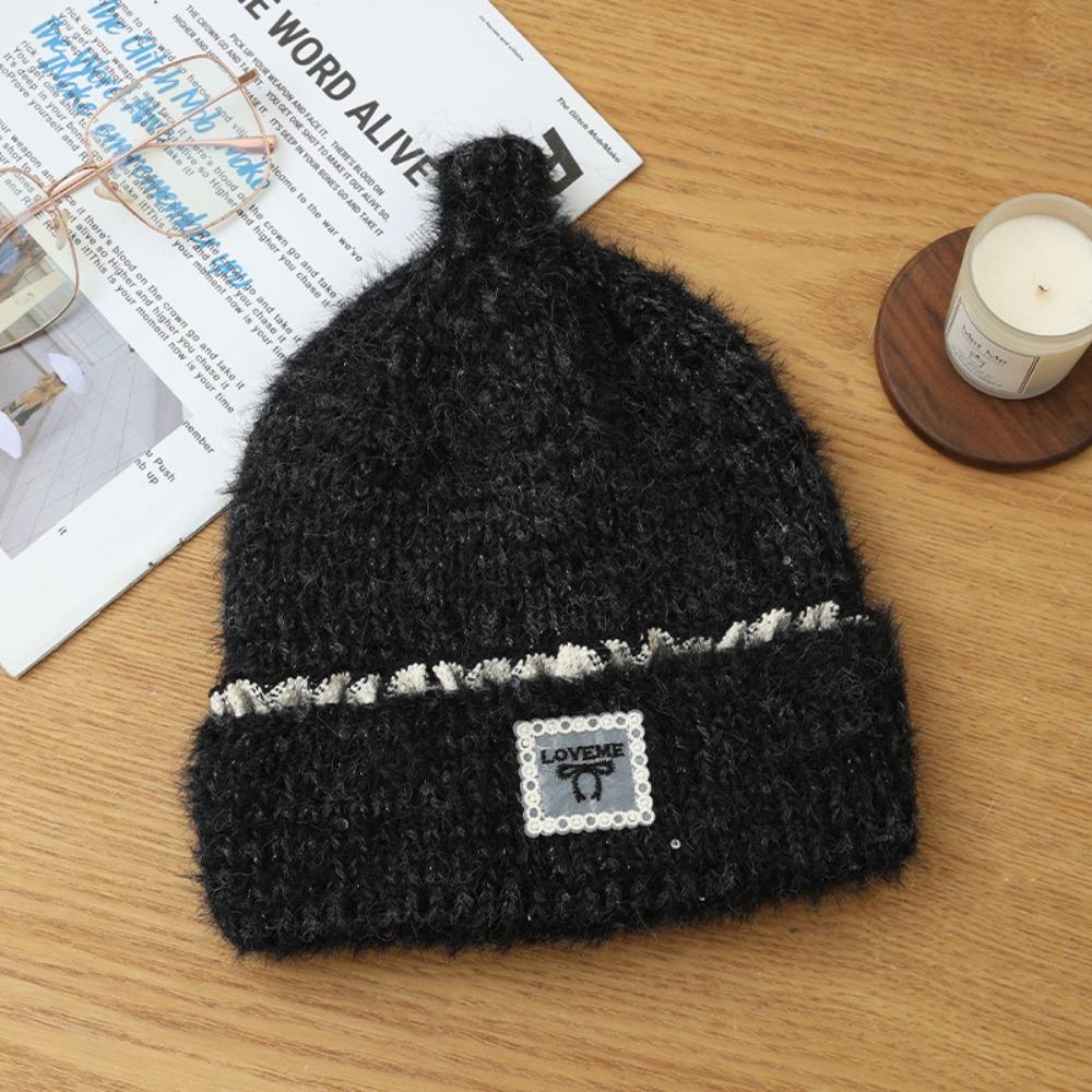Bowknot Knitted Hat Lace Edge Winter Hat Cute Wool Hat