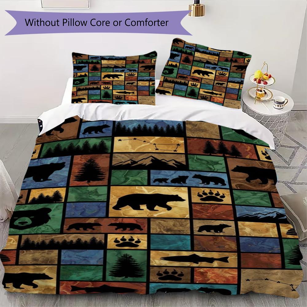Bear and Panda Pattern Bedding uilt Set uilt Cover Pillowcase Home Decoration Birthday Gift (1 * duvet cover + 2 * pillowcase  without core)169