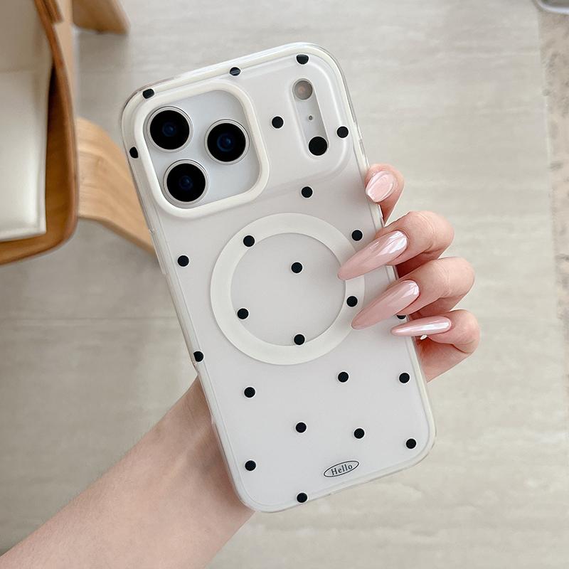 Ins Popular Polka Dot Magnetic Wireless Charging Phone Case For iPhone 17 16 15 14 Pro Max For Magsafe 2 in 1 Back Cover