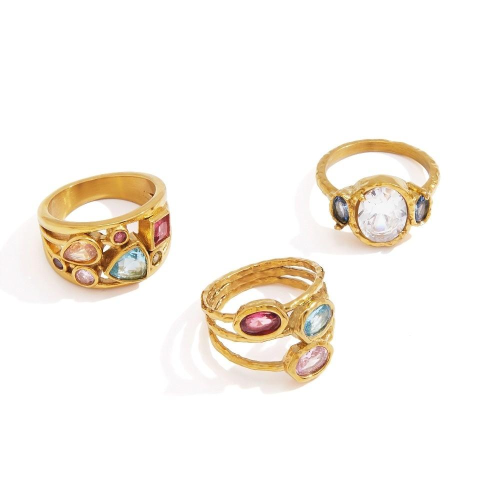 Fade Resistant Zircon Ring Lightweight Stainless Steel Ring New Hand Jewelry Outfit