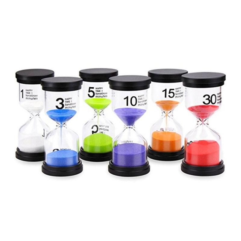 Sand Timer Set 1/3/5/10/15/30-Minuten 6 Farbe Sanduhr Timer für Kid Klassenzimmer Küche Spiel Home Büro Dekorationen 55KF