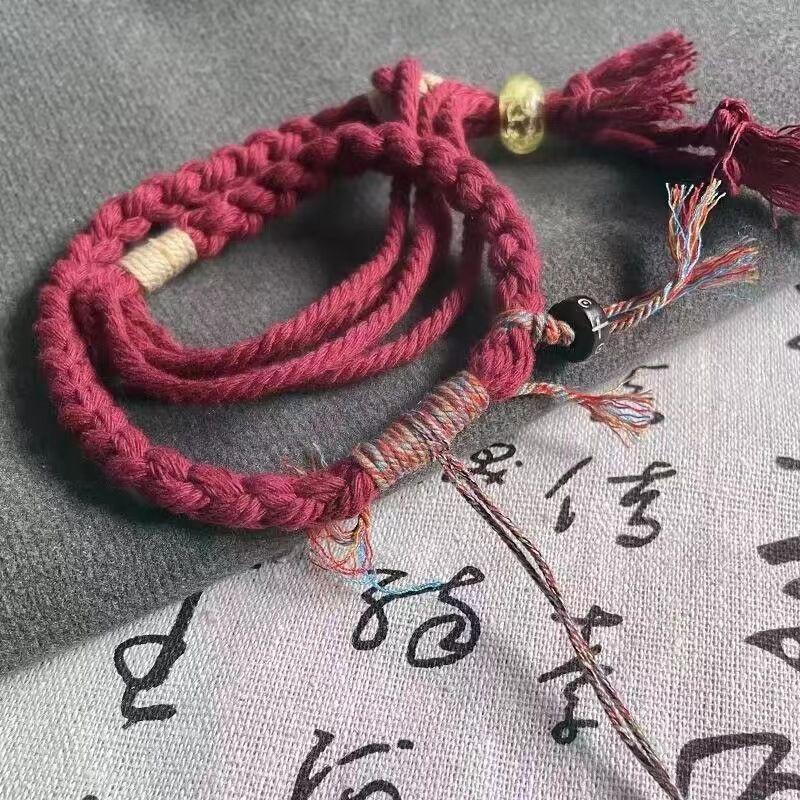 

Браслет в китайском стиле «Горный призрак тратит деньги», двухслойный, этнический, в тибетском стиле, ручного плетения, ручной работы, парный, оберег, браслет для сочетания с другими Mountain Ghost Spending Money [Red Rope] Rope