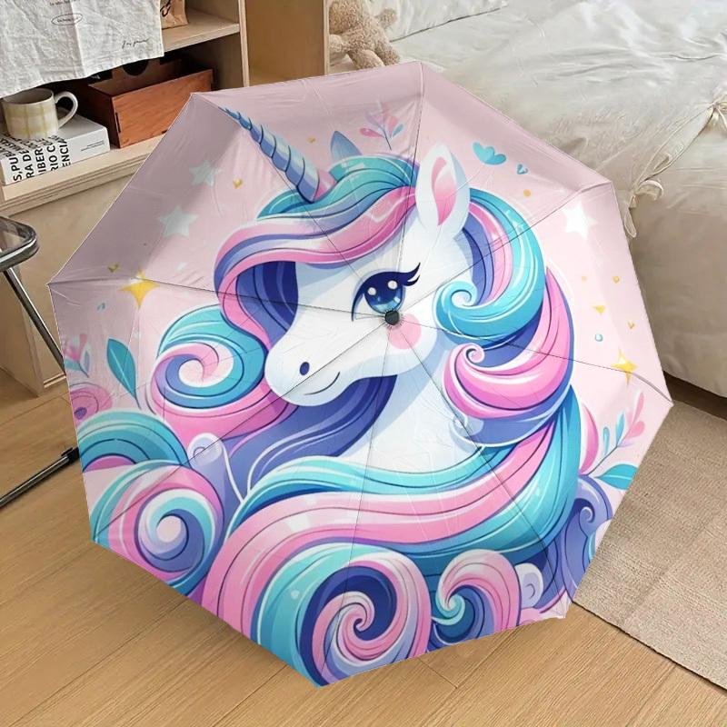 1pc Unicorn Fantasy Artwork Umbrella with Plastic Handle,Suitable for All Seasons Home Travel Outdoor UmbrellaDD935