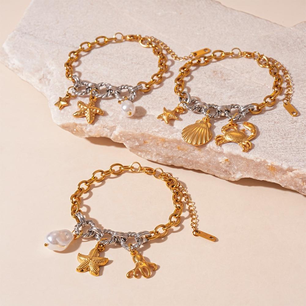 Ocean Animal/Flower Starfish Steel Bracelet Beach Sea Series Starfish Hand Chain  Women
