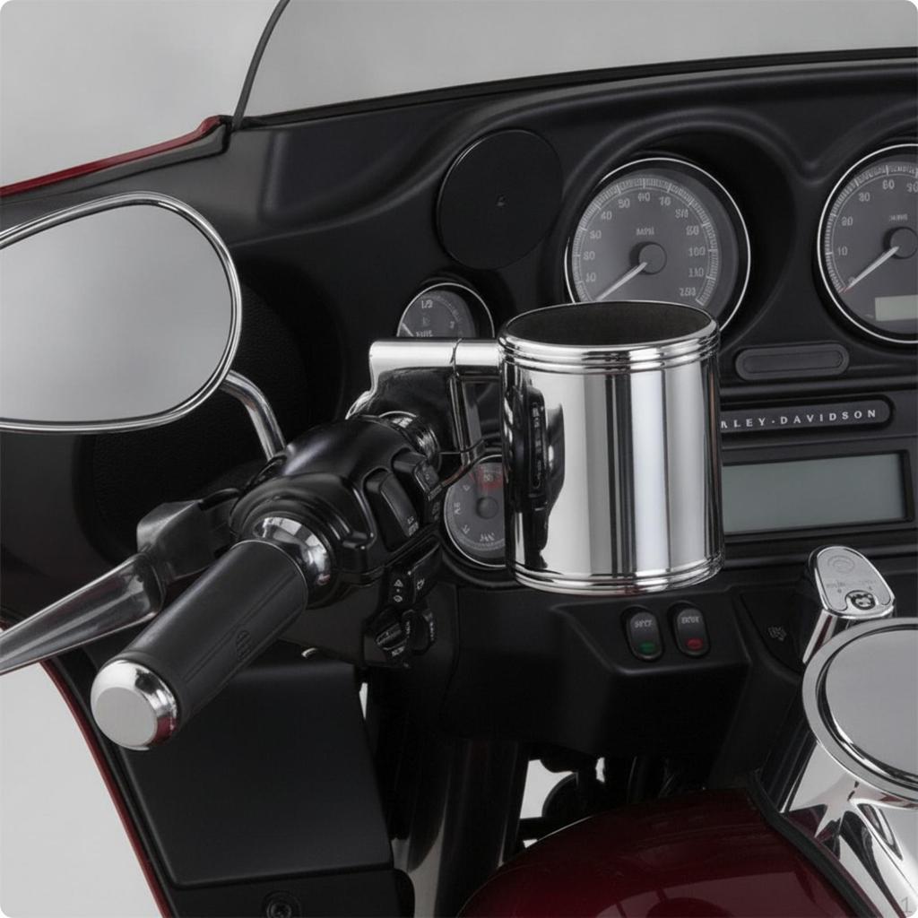 ChromeFinished Motorcycle Cup Holder | Metal, Handlebar Holder, for Motorcycles