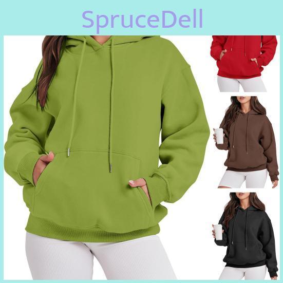 Pullover Drawstring Women Hoodies Fleece Sweatshirts Oversized Long Sleeve Hooded Top