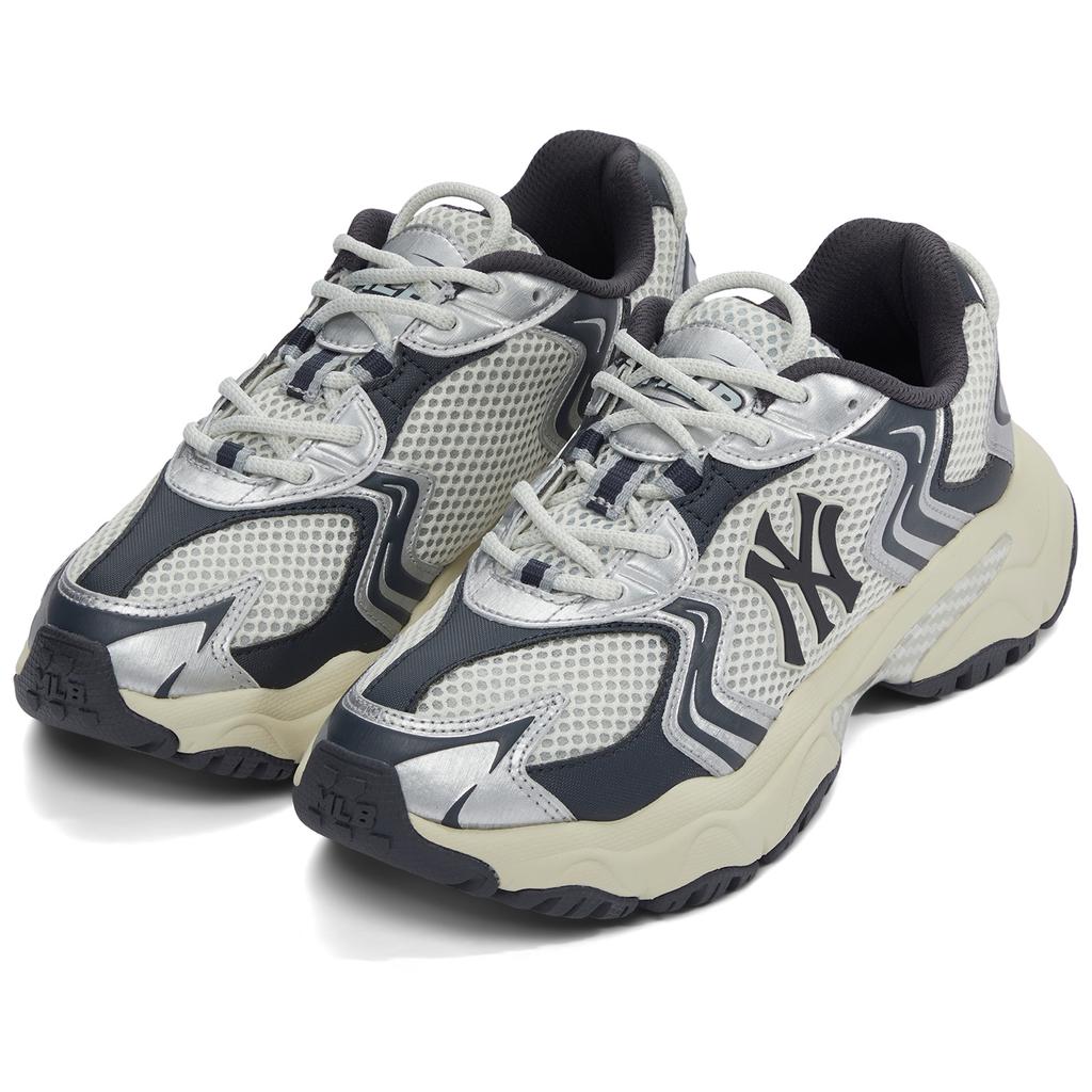 New MLB New York Yankees Anti Slip Wear Resistant Low Top Chunky Sneakers Unisex Charcoal Gray 3ASHW075N-50CGS