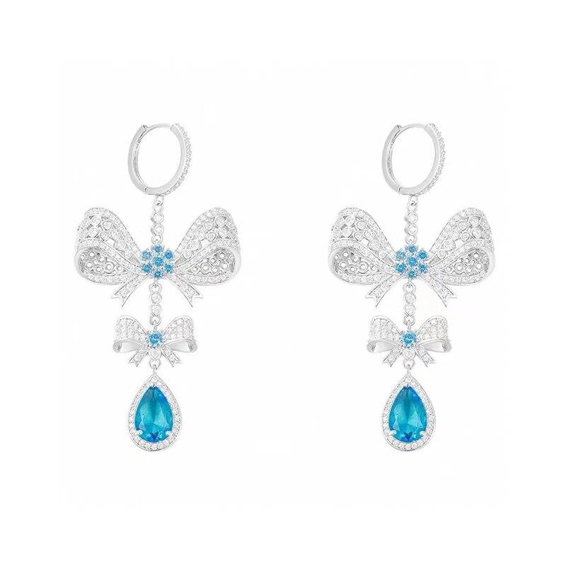 

SENYU супер роскошные серьги-подвески с бантом и кубическим цирконием Pave Color CZ вечерние украшения для девочек подарки свадебные серьги в Дубае