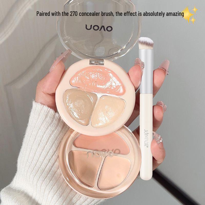 NOVO Flawless Three-Color Concealer Palette: Covers Dark Circles, Acne Scars, Freckles - Waterproof Contour & Highlight.