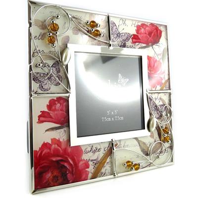 [L1502] - Red Beige 'Silk Butterfly' Photo Frame
