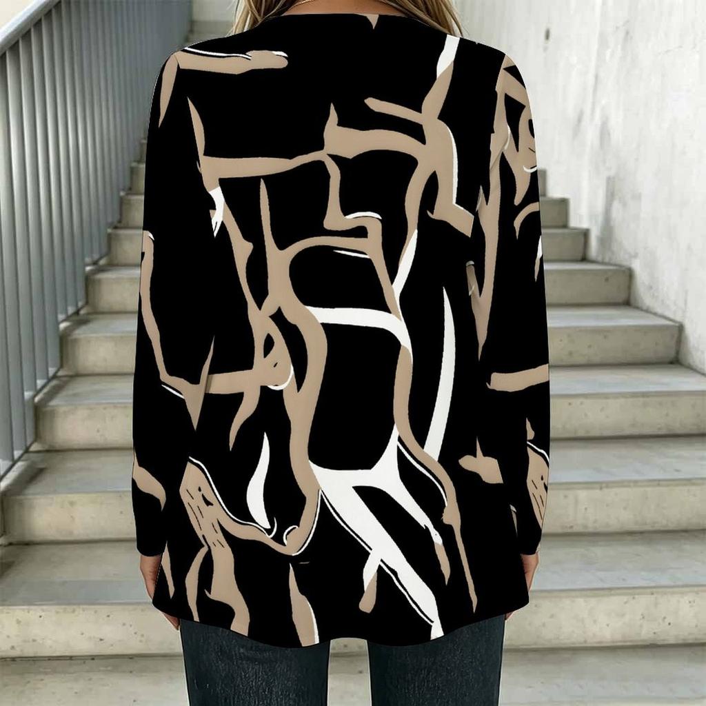 Oversized Ladies Square Neck Long Sleeve T Shirt Double Layer Front Floral Printed Loose Casual Everyday Top