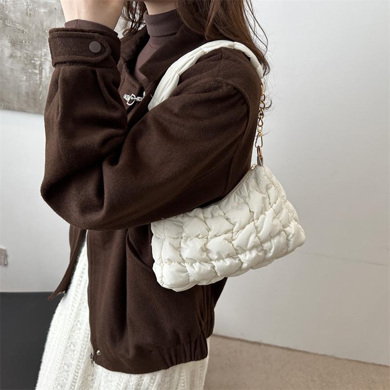 2024 Pleated Cloud Bubble Shoulder Bag - Trendy Korean Down Cotton Underarm Design