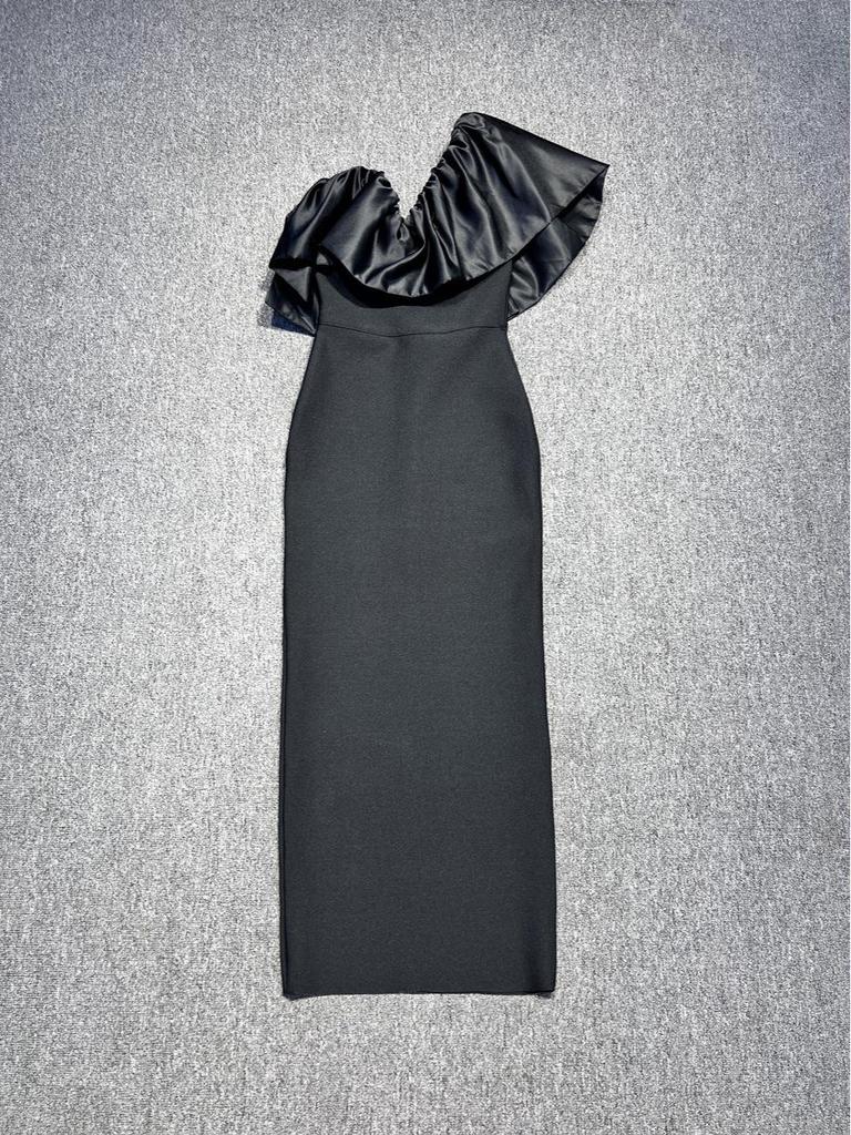 Elegant One-Shoulder Slimming Slit Evening Dress