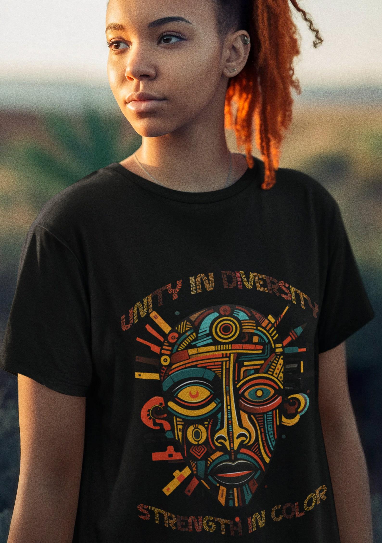 African Mask T-Shirt: Unisex Heavy Cotton Tee, Unity in Diversity 4XL