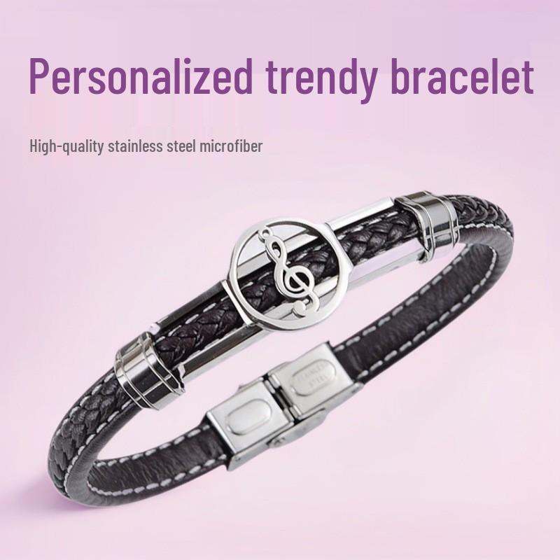 

Men s European & American Fashion Skull Stainless Steel Bracelet - Black/Brown