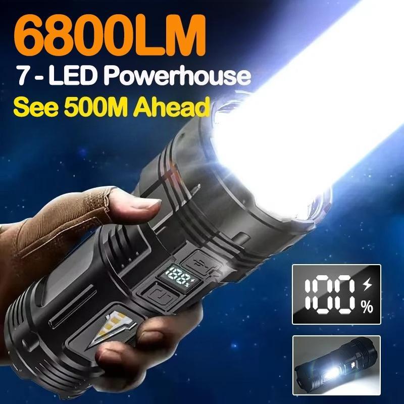 Super Bright 7*LED Flashlight High Light 4 Modes USB Rechageable Portable COB Hand Lamps Outdoor Camping Emergency Hand Lanterns