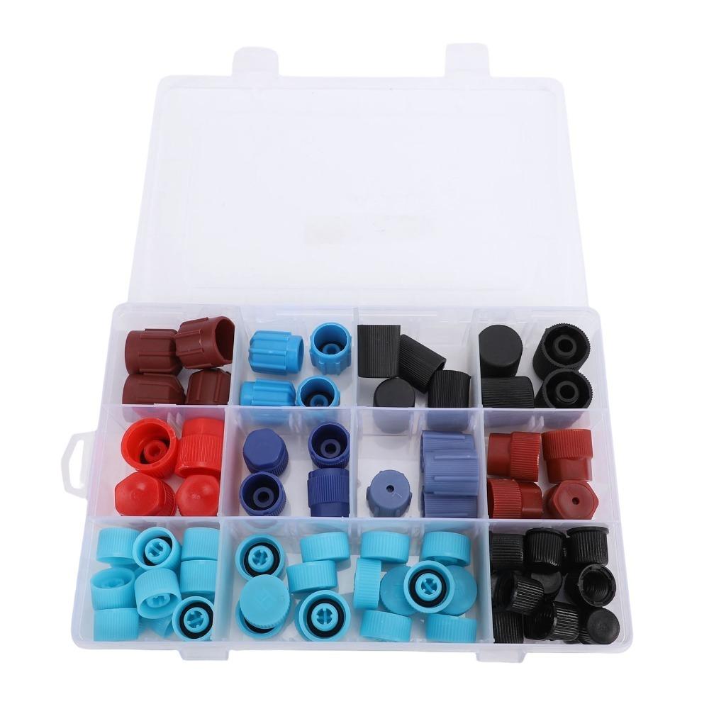 77pcs High Low Side Dust Cap Set Valve Core Port Caps  For R12 R134A System Repair