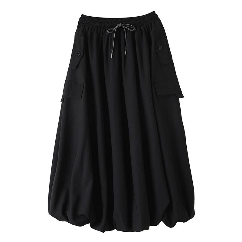 

XITAO Drawstring Pocket Loose Skirts ZMY1283 One Size чёрный