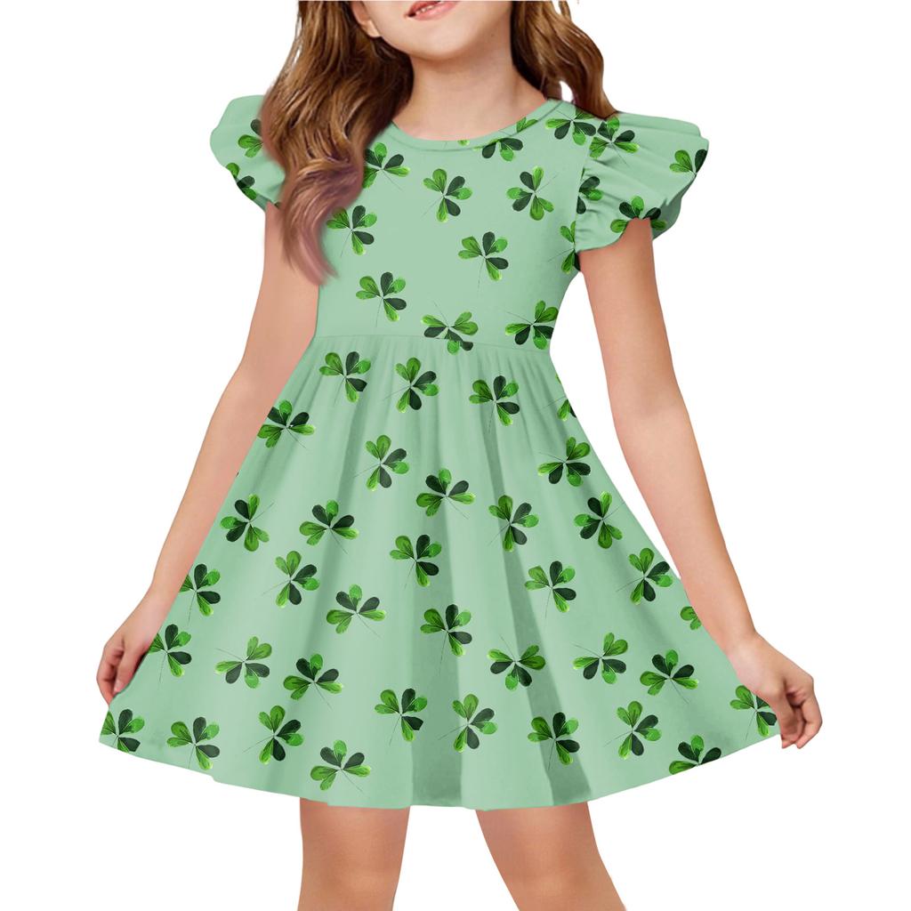 Girls' Summer Princess Dress - A-Line T-Shirt Dress St. Patrick's Day