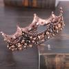 Round Shape Vintage Baroque Crown Pearl Wedding Hair Jewelry Crystal Crown for Women  Pageant Event