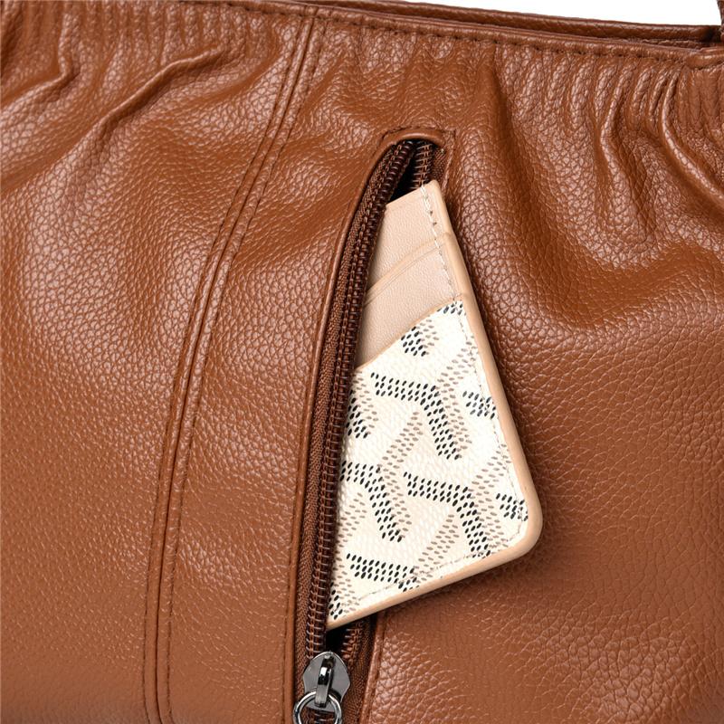 Borsa a Spalla Morbida in PU con Chiusura a Zip Frontale e Tracolla Regolabile Elegante Borsa Tote Quotidiana da Donna